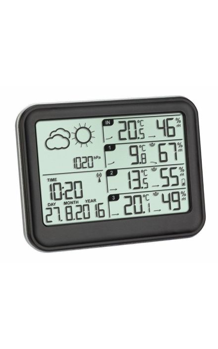 Statie meteo cu 3 transmitatoare wireless TFA 35.1142.01 Negru