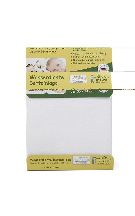 Protectie impermeabila saltea copii, 50x70 cm, fata dubla din bumbac, spalare automata 95°C, Gruenspecht 163-00 