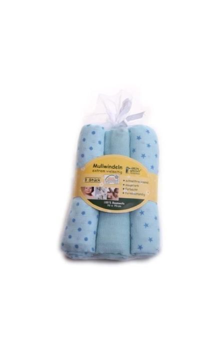 Pachet 3 lavete din bumbac muselina 70X70 cm bleu GRUENSPECHT 167-V2 Bleu