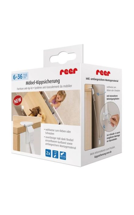 Set fixare anti-inclinare mobilier REER 73020 Alb