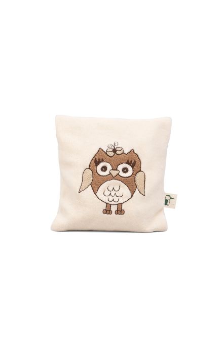 Pernuta termica anticolici cu seminte de in BIO, husa detasabila lavabila, bufnita, Gruenspecht 603-V2 Crem