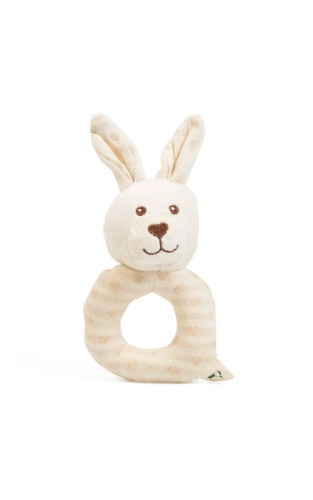 Jucarie Iepuras pentru dentitie, din bumbac organic Grunspecht 619-00 Crem