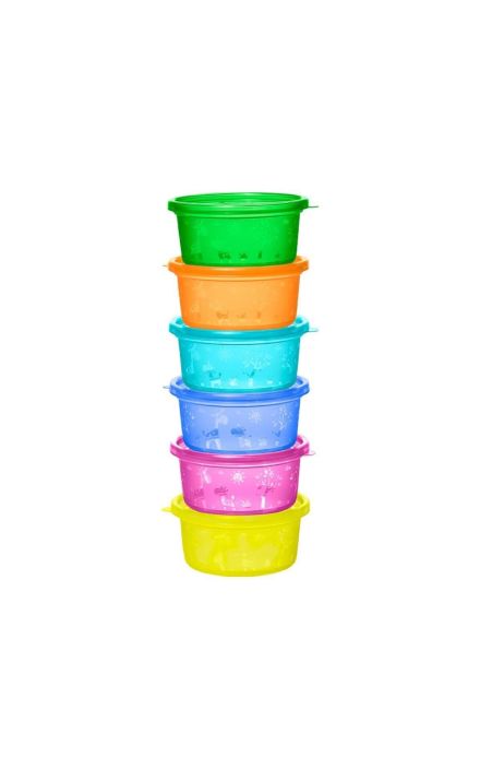 Set 6 boluri cu capac pentru alimente, 300 ml, fara BPA, 0+ luni, Nip 37063 Multicolor