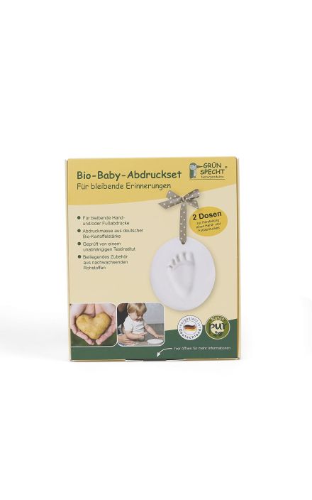 Set dublu mulaj organic pentru amprenta mana si picior bebelusi, Grunspecht 679-00 