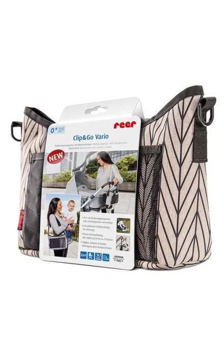 Geanta organizator cu aleza pentru schimbat scutecul bebelusului Reer Clip&Go Vario 84072 Multicolor