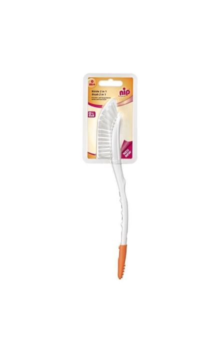 Perie 2 in 1 pentru biberoane si tetine, cu maner antialunecare, 0+ luni, nip 37047 