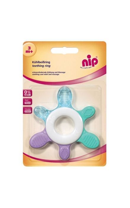 Inel de dentitie pentru bebelusi, efect de racire, pentru masaj si calmare, 3+ luni, nip 37073 Multicolor