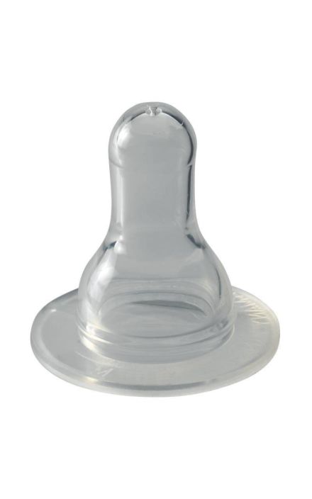 Set 2 tetine Cherry din silicon moale, forma rotunda, pentru biberoane standard, debit redus (S), de la 0 luni, nip 93003 Transparent