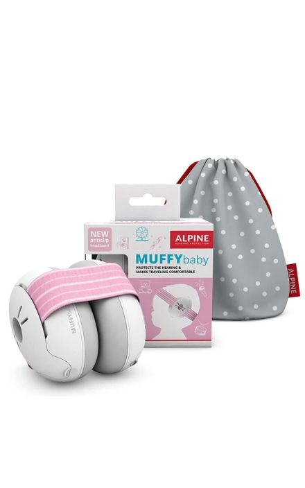 Casti antifonice pentru bebelusi, ofera protectie auditiva, SNR 23, roz, ALPINE Muffy Baby Pink ALP24951 Roz