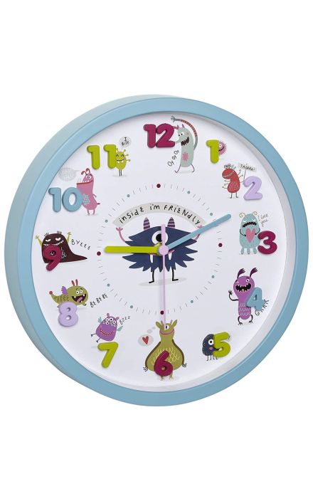 Ceas de perete pentru copii, silentios, cu animale si cifre 3D, TFA Little Monsters 60.3051.20 Multicolor