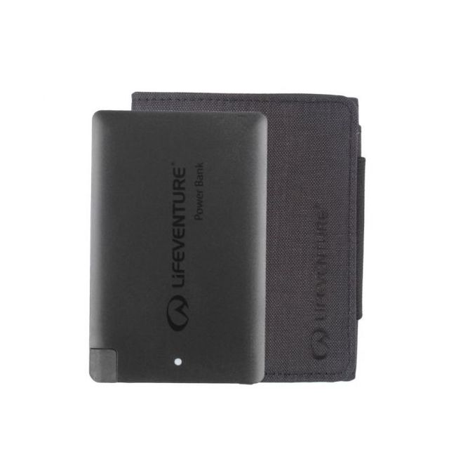  68305 Portofel Compact Tri-fold cu Protectie RFID si Acumulator Extern 2500Ah Lifeventure Gri inchis