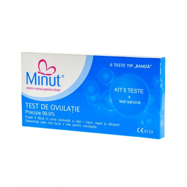 Test de ovulatie Minut intim , tip banda-5 bucati + 1 test sarcina cadou 