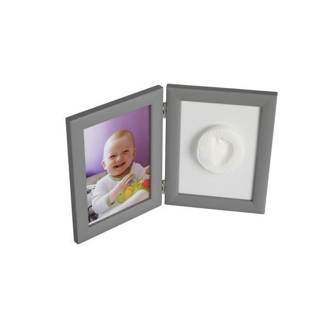 Baby HandPrint - Kit mulaj Memory Frame, Cu rama foto 13x18 cm, Non-toxic, Conform cu standardul european de siguranta EN 71-3:2019, Silver Argintiu