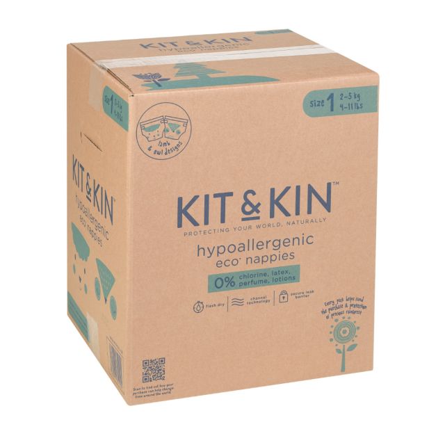 Scutece Hipoalergenice Eco Kit&Kin, Marimea 1, 2-5 kg, 152 buc Alb
