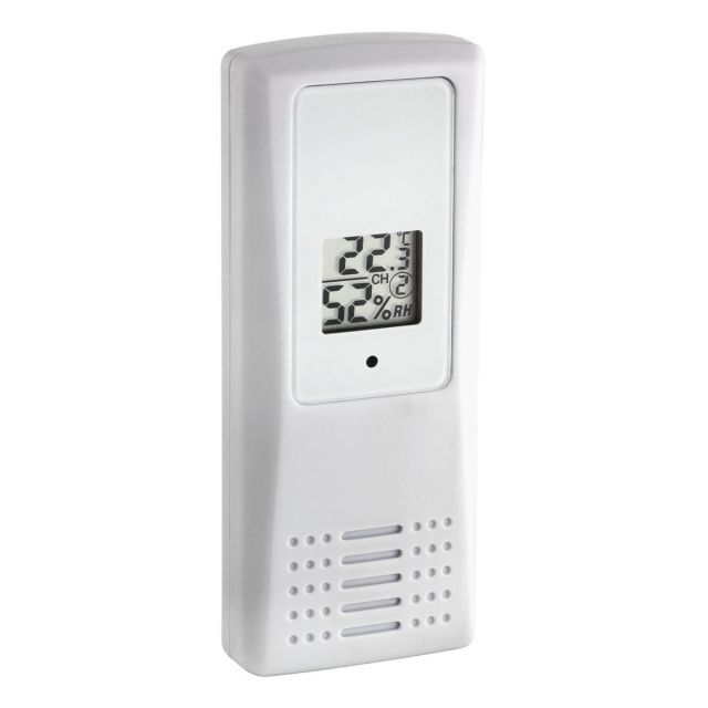 Transmitator wireless digital pentru temperatura si umiditate, afisaj LCD, alb, TFA Alb