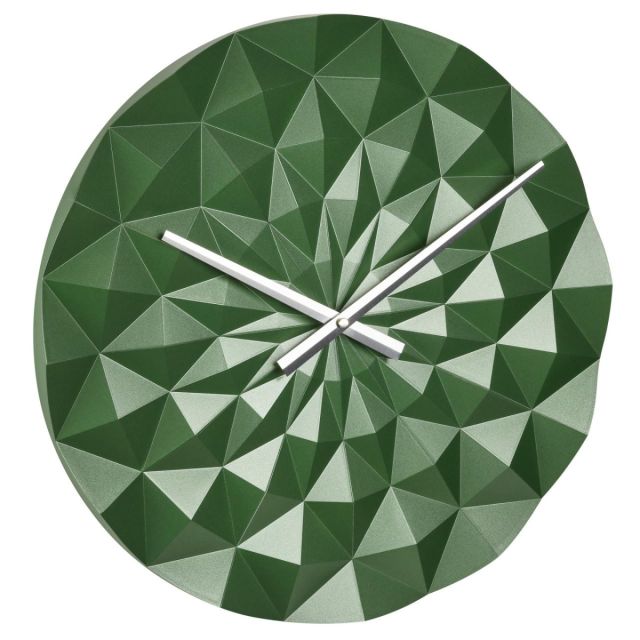 Ceas analog de perete, geometric, de precizie, Diamond, verde metalic Verde