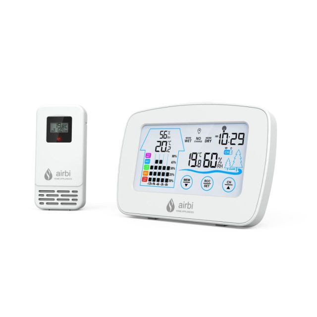 Set Termometru si higrometru digital cu transmitator wireless extern Airbi CONTROL Alb