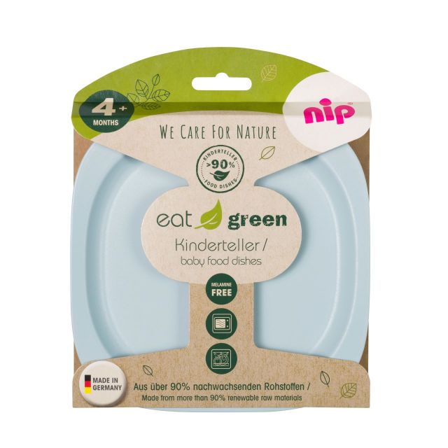 Set 2 farfurii intinse Eat Green pentru mancarea copiilor, din plastic bio, lavabile in masina de spalat vase, 4+ luni, nip 37068 Multicolor