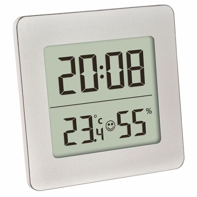 Termometru si higrometru digital cu ceas si alarma TFA Alb