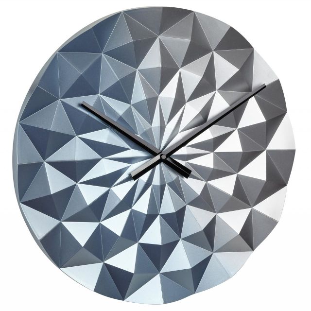 Ceas geometric de precizie, analog, de perete, creat de designer, model DIAMOND, albastru metalic, TFA 60.3063.06 Roz