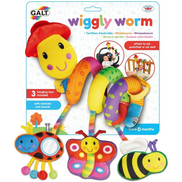 Jucarie pentru patut si carucior Wiggly Worm Multicolor