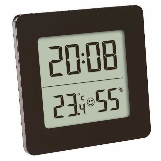 Termometru si higrometru digital cu ceas si alarma TFA 30.5038.01 Negru
