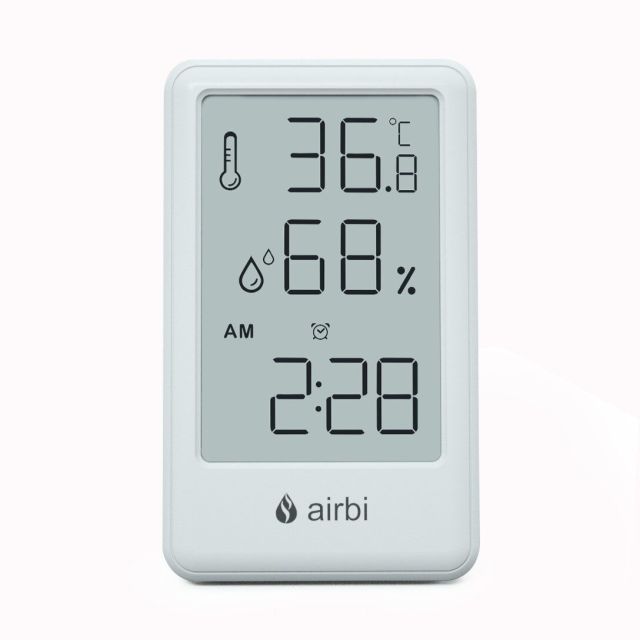 Termometru si higrometru digital de camera, ceas cu alarma, memorie, suport expandabil, alb, AirBi FRAME BI1051 